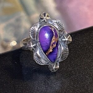 Silver and Purple Women's Ring